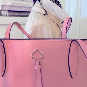 Kate Spade Pink Large Leather Bag with Signature Silver Spade Logo